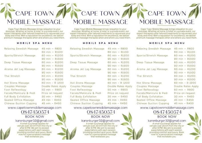 Capetown mobile massage