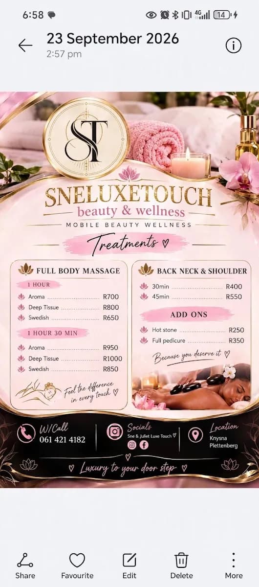 SneLuxeTouch massage therapist