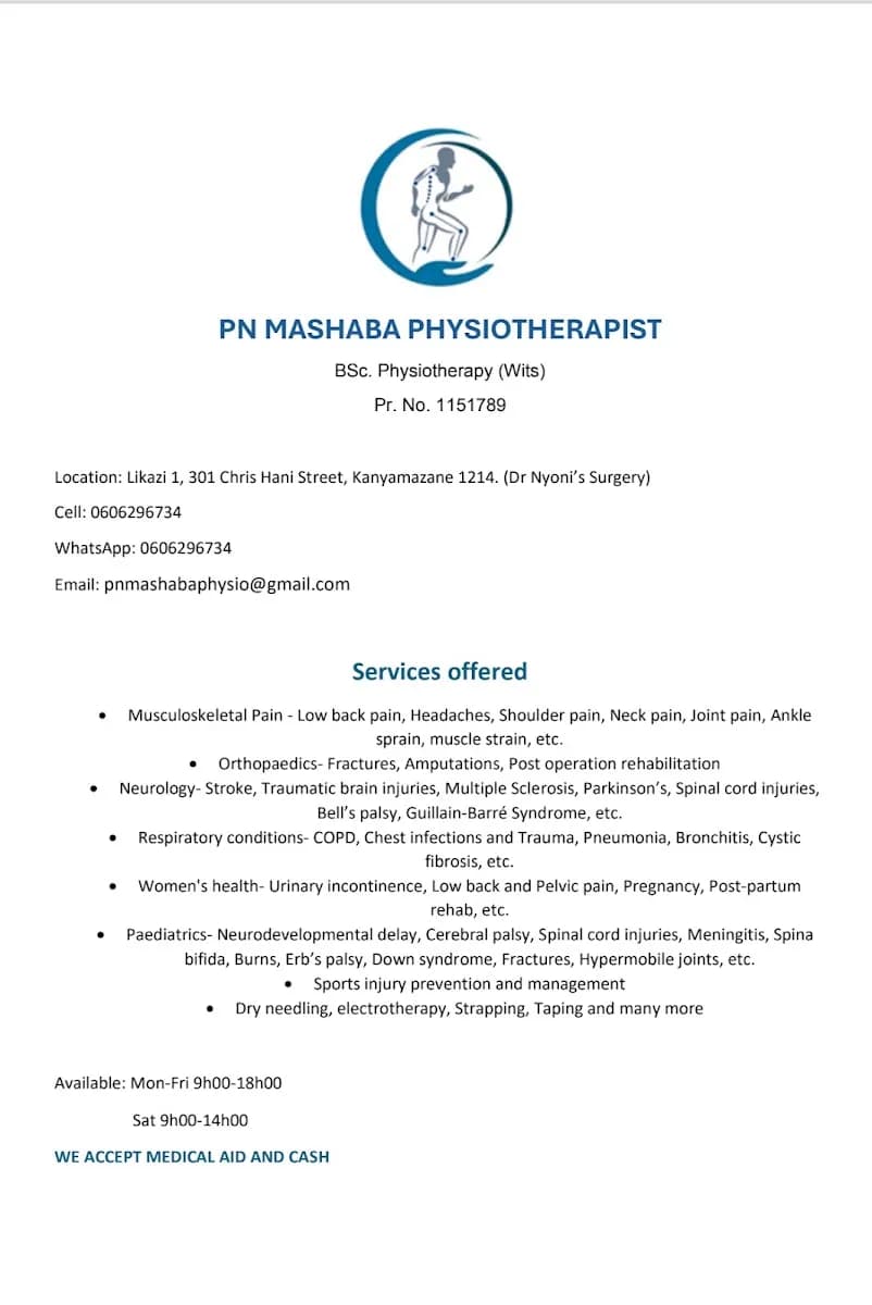 PN MASHABA PHYSIOTHERAPIST INC